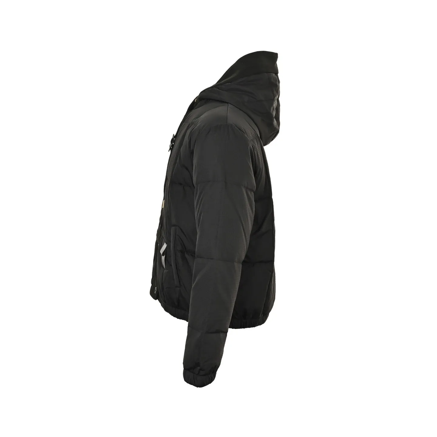 Louis Vuitton/Louis Vuitton embossed leather label fine plaid hooded down jacket